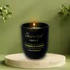 Lumânare parfumată Ghimbir, recipient de ceramică negru, aroma verbena ginger, 120 gr