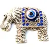 Magnet frigider elefant cu ochiul magic norocos, talisman de protectie energii negative si invingere obstacole, argintiu albastru