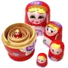 Matrioska, papusi rusesti pentru prosperitate, nunațe roșu roz11 cm