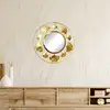 Oglindă decorativa de perete, ramă cu frunze, aurie, 36 cm