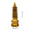 Pagoda celor 9 elemente, turnul educatiei si noroc scolar, obiect feng shui 14 cm, metal auriu