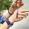 Set brățară Lapis Lazuli cu felicitare personalizata, talisman pentru noroc, pietre semipretioase neregulat
