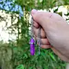 Pandantiv Jad violet, piatra fidelitatii in set cu lantisor otel inoxidabil, cristal natural hexagonal 34 mm dublu varf 