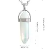 Pandantiv Opal, piatra atracției în set cu lănțisor oțel inoxidabil, cristal natural hexagonal 34 mm dublu vârf transparent 