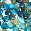 Pandantiv Agat, piatra protecției și vindecării, cristal natural cu lănțișor inoxidabil în formă de inimă 2.5 cm albastru