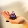 Piramida orgonica cristale Ametist și Obsidian, foita aurie, 5 cm