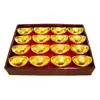Set 12 bucati Pepite, amuleta feng shui de bani, auriu 5 cm in suport rosu