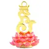 Silaba Hum pe floare de lotus cu mantra Akshobhya, obiect feng shui pentru depasire obstacole si suferinte, metal auriu roz