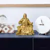 Statuetă înțelept Kuan Kung, obiect feng shui pentru câștiguri în afaceri și bogăție, rășină aurie 12 cm