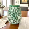 Candela metalică verde, cu interior auriu, 20 cm 