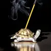 Suport betisoare broasca testoasa feng shui, amuleta pentru stabilitate si longevitate, 2 cm auriu