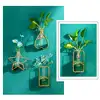 Vază decorativă dreptunghiulară, din metal și sticlă, decor perete