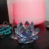Lotus albastru, decoratiune din cristal de sticla