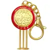 Breloc Crucea Cardinală, amuletă feng shui pentru prosperitate și succes, metal solid roșu 12.5 cm