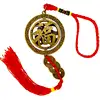 Amuleta antiaccidente feng shui pentru protectie impotriva accidentelor, cu monede norocoase, auriu snur rosu