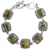 Bratara 6 pietre Mother of Pearl, piatra nacru sidef forma patrat, multicolor incuietoare toggle reglabila