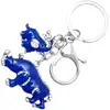 Breloc rinocer si elefant, amuleta protectie accidente, furturi si tradare, metal de calitate, albastru