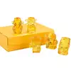 Set statuete Buddha FuLuShouXiCai, 5 binecuvantari ale familiei pentru prosperitate in casa, cristal Citrin galben cutie cadou cu satin