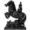 Cal negru cu vasul bogăției, statueta feng shui pentru succes la bani, negru, 9,5cm