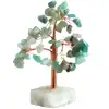 Copacel decorativ cu 68 cristale Aventurin, piatra prosperitatii, soclu praf pietre semipretioase, verde 13 cm