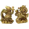 Phoenix cu Dragon, set 2 statuete feng shui puternice pentru dragoste, casnicie fericita si de durata, auriu