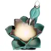 Fantana fum cascada backflow floare Lotus, suport ardere conuri parfumate, aromaterapie pentru relaxare, 14 cm verde