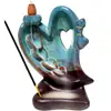 Fântână conuri parfumate inimă, set suport aromaterapie backflow și fetru, ceramică turcoaz cu maro 14 cm