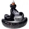 Fantana Fum Pepite, suport de aromaterapie cu 2 conuri parfumate backflow, ceramica 9 cm negru