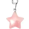 Pandantiv Cuarț, piatra iubirii pure, cristal natural roz în formă de stea 2.5 cm și lănțișor