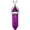 Pandantiv Jad violet, piatra fidelitatii in set cu lantisor otel inoxidabil, cristal natural hexagonal 34 mm dublu varf 
