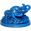Rinocer si elefant, obiect feng shui cu animale norocoase considerate protectoare de tradari, jafuri si accidente, statueta albastru 9.5 cm