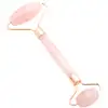 Rola masaj facial cuart roz, dispozitiv cu 2 role piatra semipretioasa pentru elasticitate piele si stimulare, 15 cm