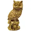 Bufnița feng shui, pentru cunoaștere și înțelepciune, rășină aurie 10 cm