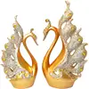 Lebede aurii, decorațiune feng shui pentru dragoste, cuplul elegant, 28 cm