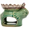 Lampa aromaterapie Elefant cu trompa in sus, suport pentru uleiuri esentiale si lumanari, vas verde sau alb