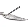 Suport betisoare parfumate elefant cu trompa in sus, din metal, 20 cm argintiu