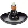 Fântână Wu Lou cu platou, suport de aromaterapie pentru conuri backflow, 6 cm ceramică negru