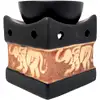 Lampa aromaterapie elefant cu trompa in sus, vas uleiuri esentiale si lumanari, gama profesionala HEM ceramica negru si crem, 8 cm