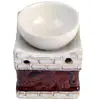 Lampa aromaterapie elefant cu trompa sus, suport lumanari si uleiuri esentiale, vas ceramica gama HEM profesionala, 8.3 cm alb maro 