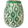 Candela metalică verde, cu interior auriu, 20 cm 