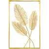 Tablou decorativ metalic cu frunze de palmier sago, decor auriu perete