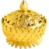 Vasul Abundentei, obiect feng shui cu lotus si 8 simboluri norocoase, pentru atragerea banilor, metal auriu