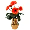 Vază decorativă din ceramică aurie, 6 tuburi, 18 cm