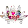 Lotus mixt din cristal de sticlă tip nufăr, obiect feng shui pentru dragoste și armonie, 8 cm