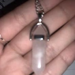 Pandantiv Cuartz Roz, piatra iubirii in set cu lantisor otel inoxidabil, cristal natural hexagonal 34 mm dublu varf