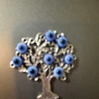 Magnet frigider copacei decorativi cu Ochiul Norocos Albastru , popular ca Ochiul Horus, simbol de protectie, 5 cm argintiu