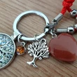 Breloc Pom decorativ copacul vieții, amuletă feng shui pentru dezvoltare personală și echilibru, metal argintiu 8 cm