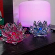 Lotus roz, decoratiune cristal k9 tip nufar pentru living sau dormitor, obiect feng shui pentru armonie, 8 cm