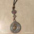 Amuleta 8 simboluri norocoase Ashtamangala, pentru multiplicarea norocului, metal premium argintiu snur