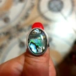 Inel Mother of Pearl, piatra calmării sufletului, oval si rotund reglabil